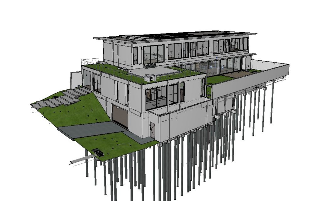 Modelagem BIM de residência em terreno íngreme